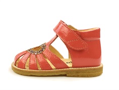 Angulus coral sandal with heart, glitter patent